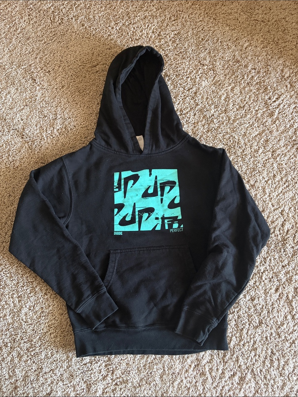 Dude Perfect Black Hoodie with Teal Graphic